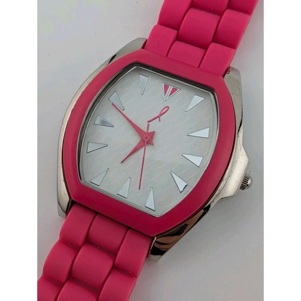 Avon Breast Cancer‎ Crusade Watch Women 37mm Case Silicone Band- New Battery